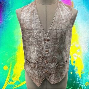 Vintage Milanoza Collection Genuine Silver Leather Vest Great patina